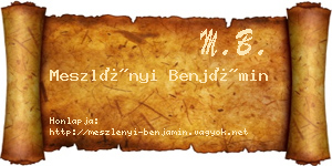 Meszlényi Benjámin névjegykártya