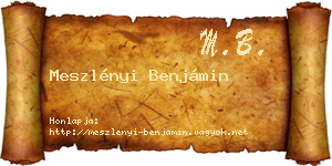 Meszlényi Benjámin névjegykártya